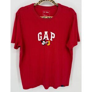 Gap X Disney Red Mickey Mouse T-Shirt Short Sleeve Crew Neck Adults L Cotton Ble